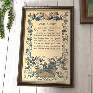 Our Guest Antique Print Published 1918 PF Volland Chicago Poem Framed Art Deco